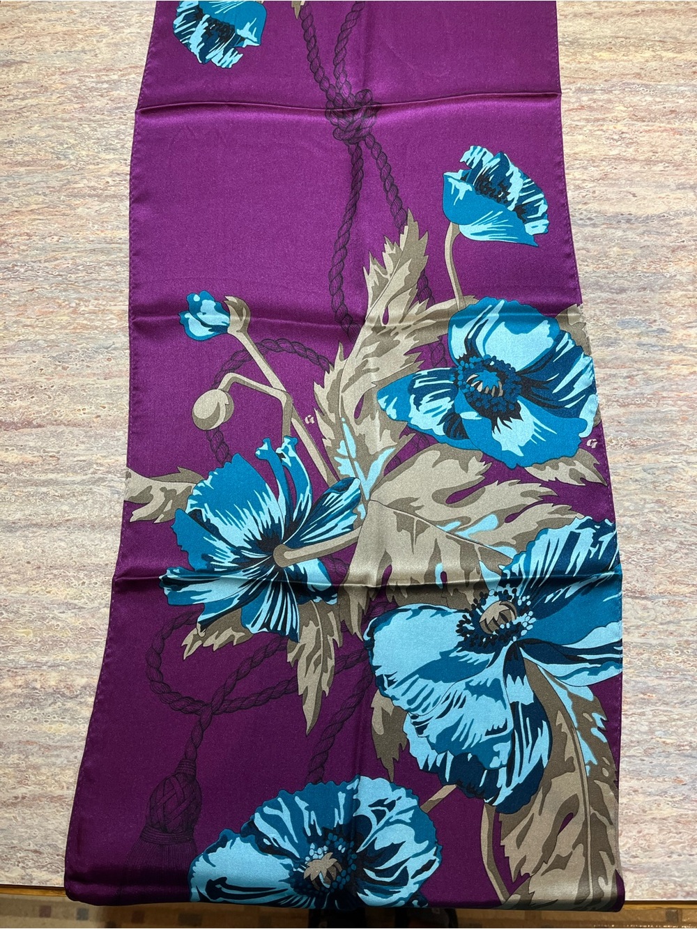GIORGIO Floral Silk Scarf in Magenta with Teal and Cream Accents NWOT - Picture 5 of 5